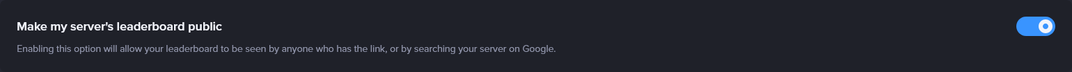 "Make my server's leaderboard public" option on the MEE6 website
